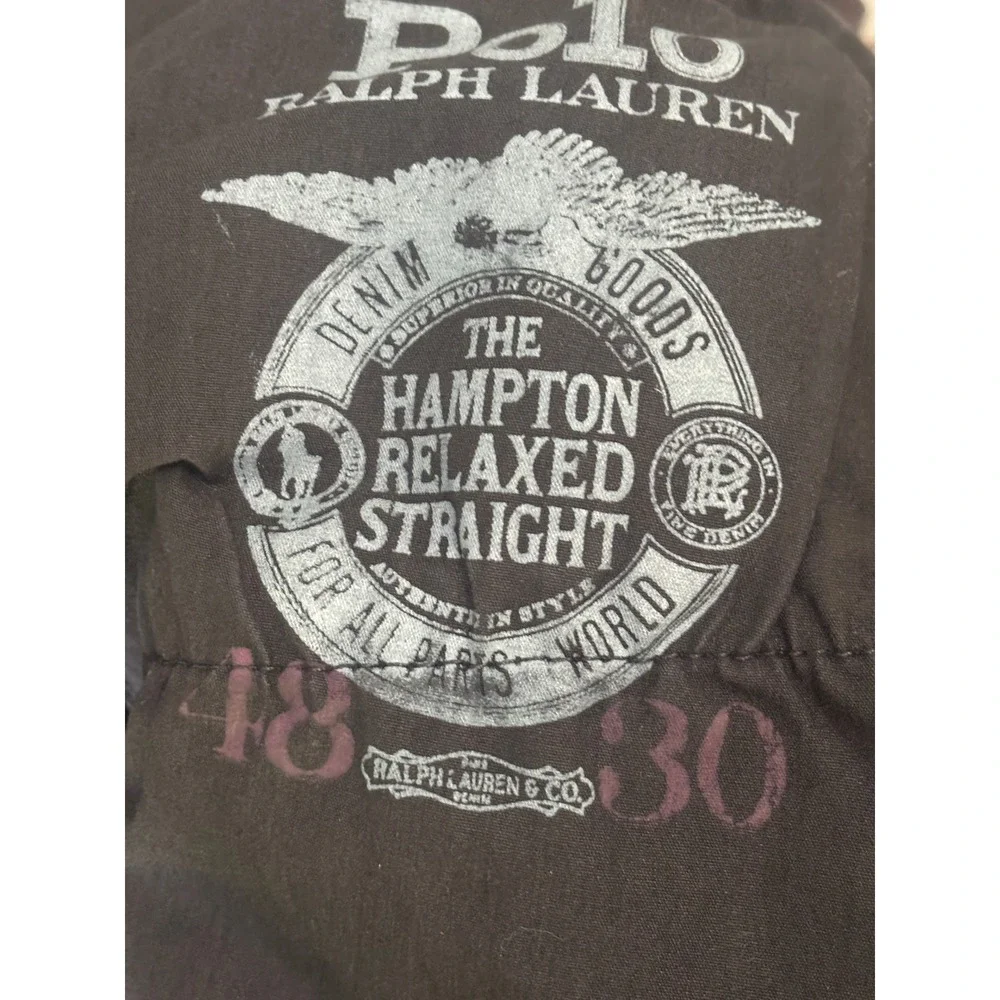 Polo Ralph Lauren Hampton Jeans Mens 48x30 Black Relaxed Straight Denim Big Tall